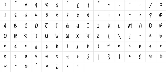 Magic Clause Regular  glyph index