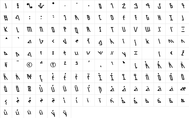 Alien-Tongue Normal  glyph index