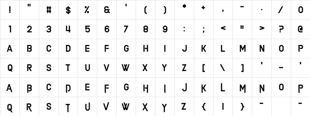 Alimony Regular  glyph index