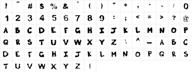 Poltergiest Regular  glyph index