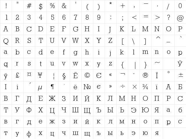 RodeoLight Normal  glyph index