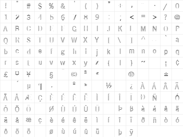 Vegetables 1 Regular  glyph index