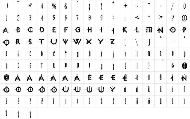 Miguel Sangotisch Regular  glyph index