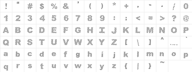 PC Lined Plaid Regular  glyph index