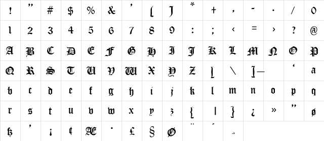 Carlings Light Regular  glyph index