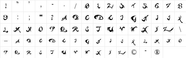 Pauls Weight Regular  glyph index