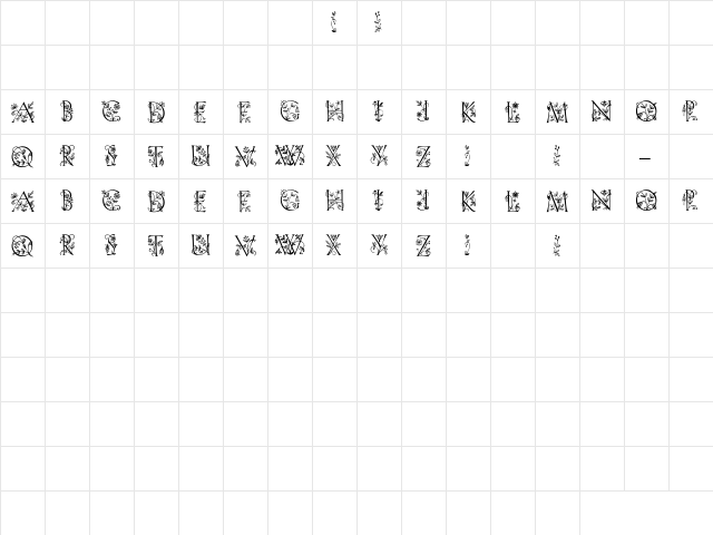 GE Florist Caps Regular  glyph index