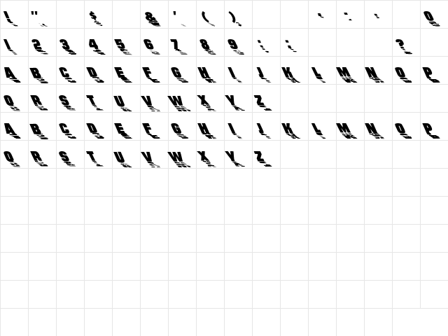Wharmby Extreme Lefti Regular  glyph index