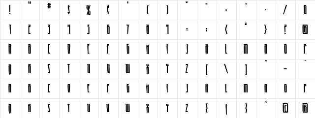 HighRise BB Regular  glyph index