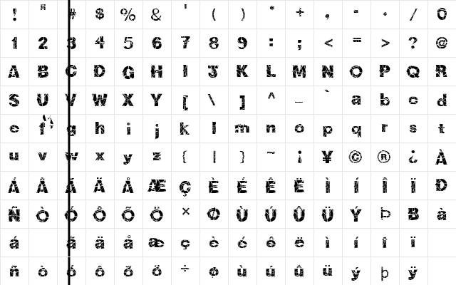 FZ JAZZY 36 CRACKED Normal  glyph index