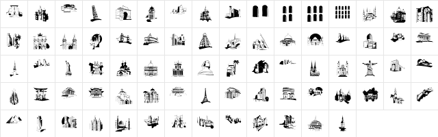 FamousBuildings Regular  glyph index