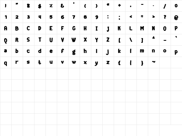 Geeker Bold  glyph index