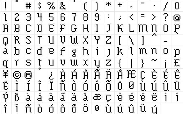 Lemoine Extended Regular  glyph index