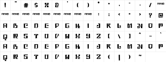 Phataya demo Regular  glyph index