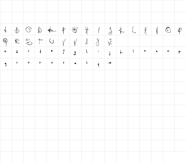 aSena Regular  glyph index