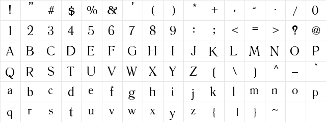 WintersetSSK Regular  glyph index