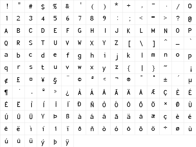 FZ BASIC 23 Normal  glyph index