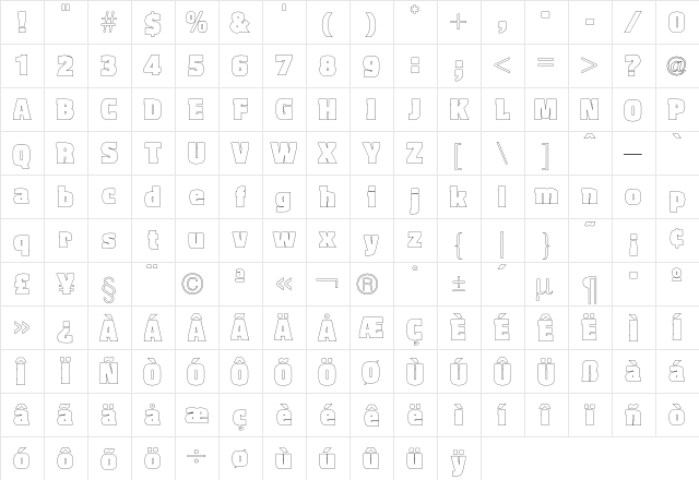 Aquarius Outline  glyph index