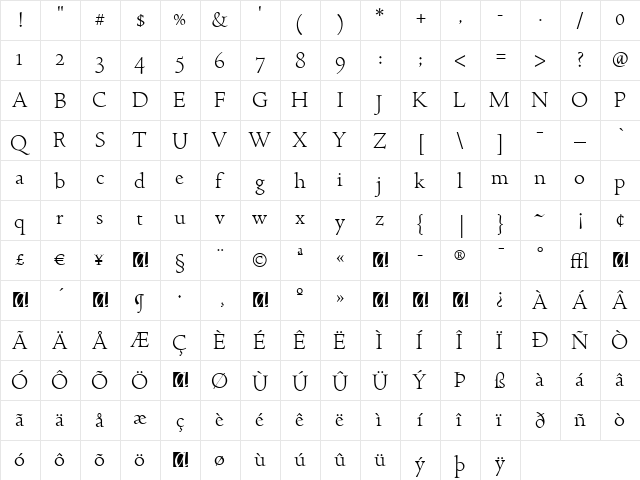 Spira-Light Regular  glyph index