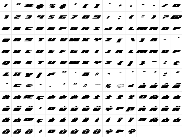 Illumino Super-Italic Super-Italic  glyph index