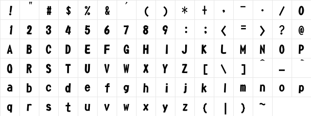 DFPOP1W9U-B5 Regular  glyph index