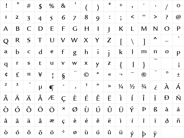 LegacySansITCOS-Medium Medium  glyph index