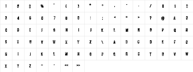 JungleTree Medium  glyph index