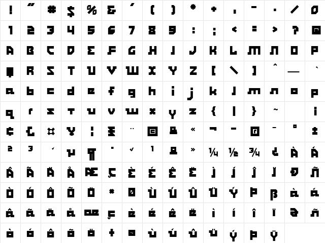 Carbiner Regular  glyph index