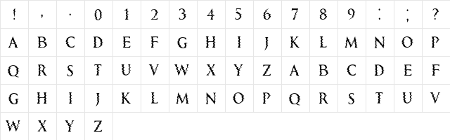 Horizons Regular  glyph index