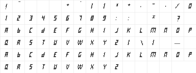 Crawling Cobra Regular  glyph index