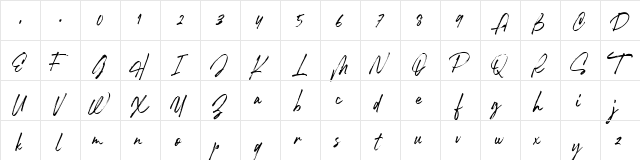 Robusta II Regular  glyph index