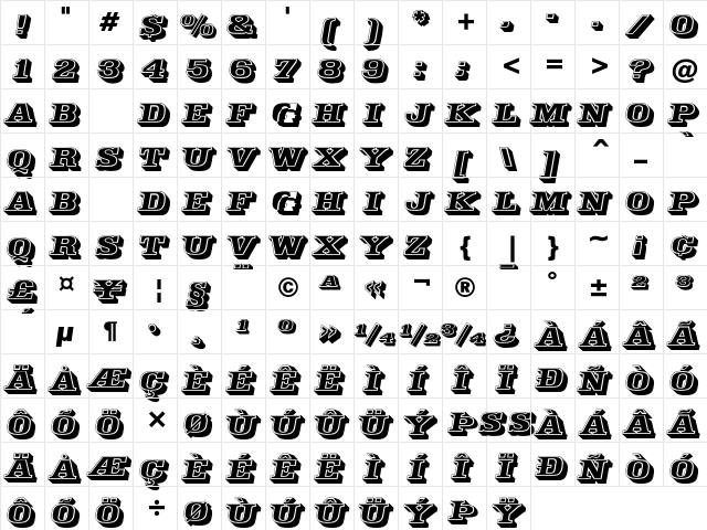 Decorated 035 Regular  glyph index