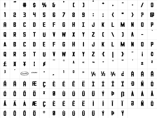 G.I. Incognito Expanded Expanded  glyph index