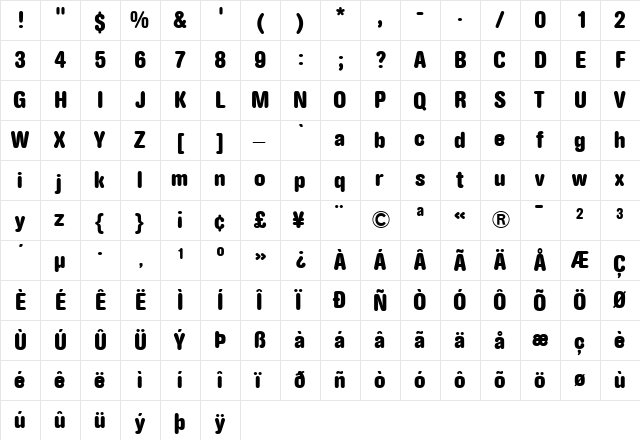 AGRoundedBold-CondensedBook Book  glyph index