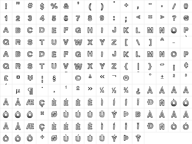 TigerteethICG Medium  glyph index