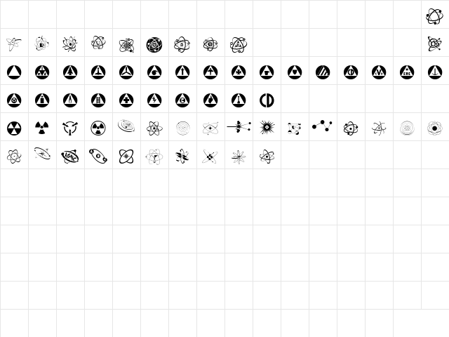 Atomica Regular  glyph index