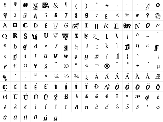 Ransom Normal  glyph index