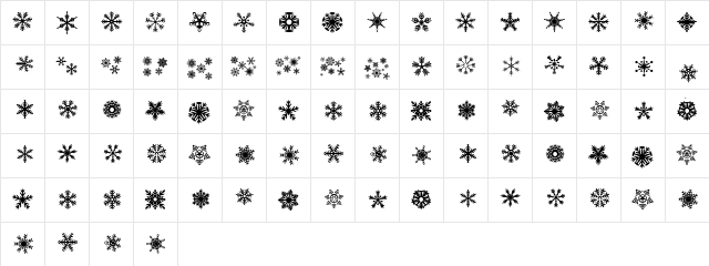 DH Snowflakes Regular  glyph index