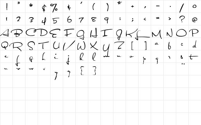 AL Sandra Regular  glyph index