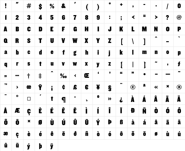 Knockout HTF90-UltmtWelterwt  glyph index