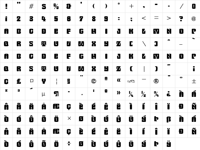 Dye-Cut Normal  glyph index