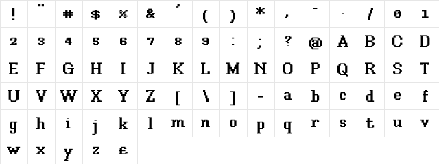 Xilla Bold  glyph index