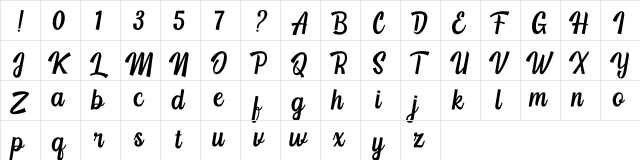 Yackien Regular  glyph index