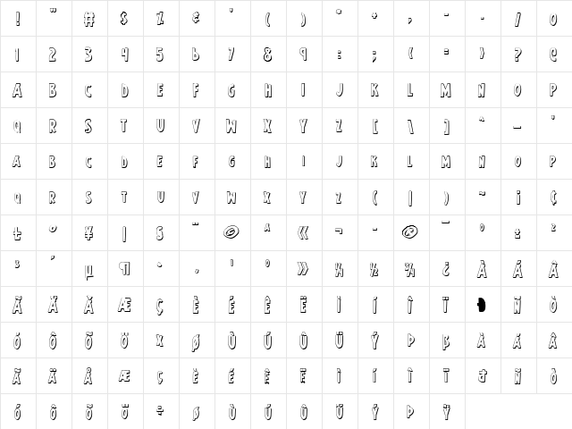 Earth's Mightiest 3D 3D  glyph index