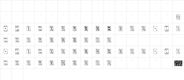 PlayingCards Regular  glyph index