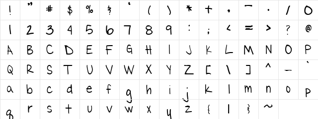 PC Diva Regular  glyph index