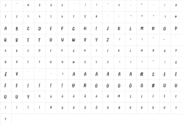 Creshex Brush Font Creshex Brush Font  glyph index