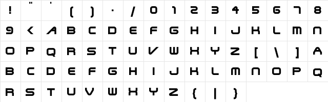 Beaumont Regular  glyph index