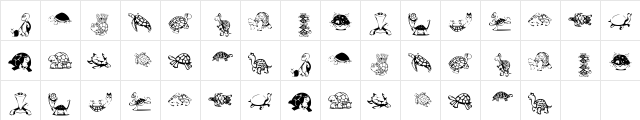 KR Turtles For Julie Regular  glyph index