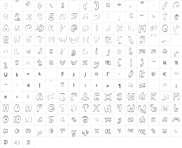 LC Blowzy Regular  glyph index